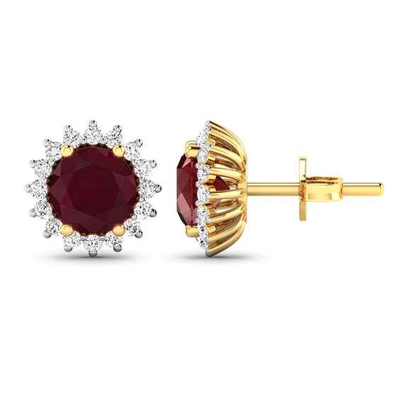 14KT Yellow Gold 2.1ctw Ruby and Diamond Earrings