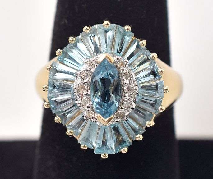 Tasteful Topaz and Diamond Ring in 10K Yellow Gold
