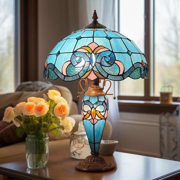 24" Tiffany Table Lamp with Nightlight