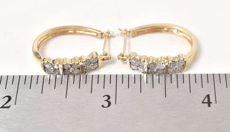 Brilliant Diamond Hoop Earrings in 14K Yellow Gold