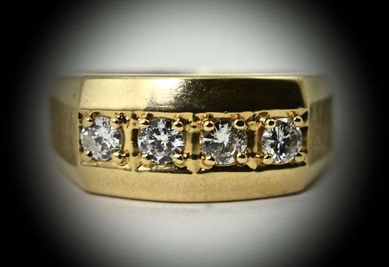 Classy 14K Yellow Gold Man's 1/2 Ct. T. W. Diamond Ring