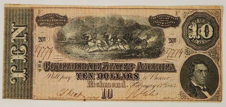 1864 $10 Dollar Note - Confederate States of America