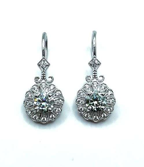 Exceptional VVs1 Near Flawless 2.15 Ctw Ice Blue Fire Moissanite  Earrings