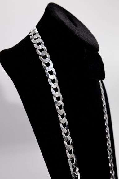 Men's 13mm Solid .925 Sterling Silver Flat Curb Chain Link Italy Necklace 20"