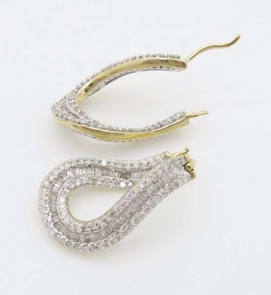 Elegant Front-Back Diamond Hoop Earrings