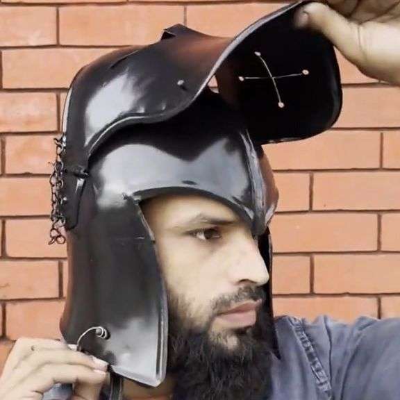 Black Medieval Barbuta Knight Templar Crusader Helmet