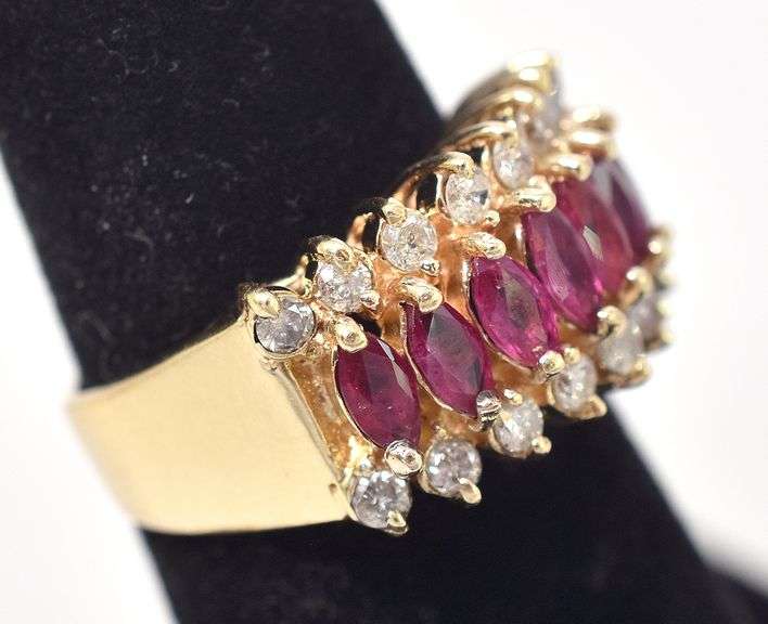 Ravishing Ruby and Diamond Ring in 14K Yellow Gold