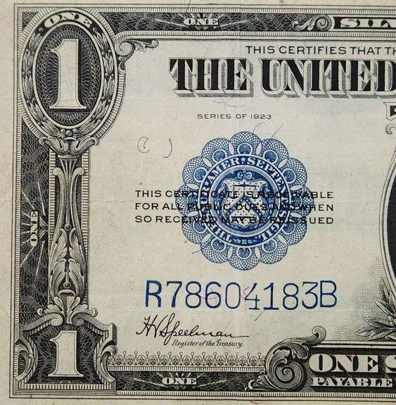 1923 US $1 Silver Certificate Blue Seal Large Bill One Dollar, Circulated