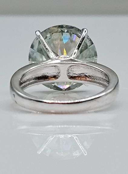 Huge 9.5 Ct VVs1 Ice Blue Lab Simulated Diamond 14 Kt White Gold Plated Ring