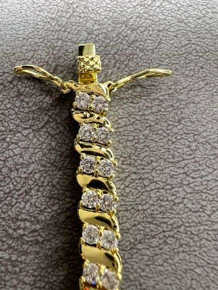 Sparkling Lab Simulated Diamond 14 Kt Yellow Gold Plated Tennis Bracelet