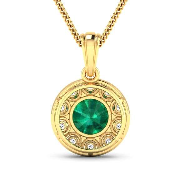 14KT Yellow Gold 1.8ctw Zambian Emerald and Diamond Pendant
