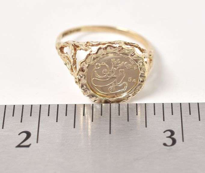 Precious 1/20 OZ Pure Gold Panda Coin Ring in 10K Yellow Gold