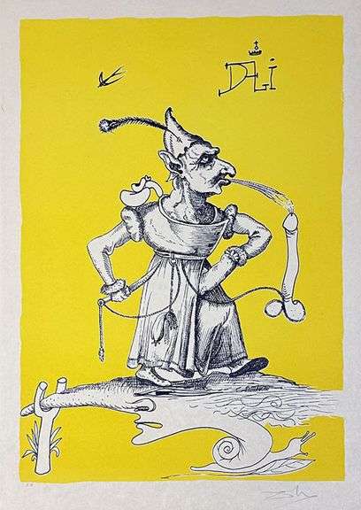Rare Pencil Signed Dali Original Lithograph From The 'Pantagruel' Suite