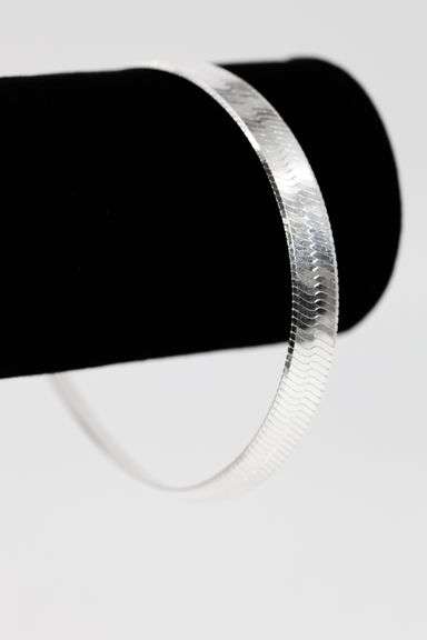 Sterling Silver Flexible Herringbone Bracelet 7mm Solid 925 Italian Chain 8"