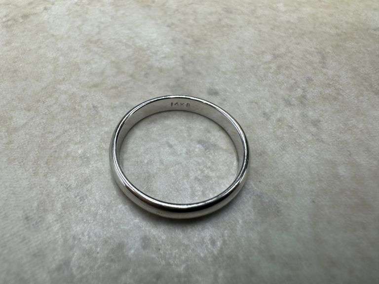 14k White Solid Gold 3mm Domed Plain Men's Women's Wedding Band Size 6