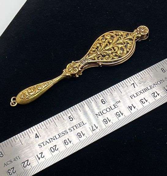 Vintage Filigree Opera Glass Pendant in 14k Gold. Extremely collectable.