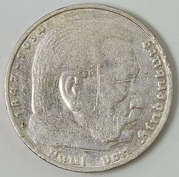 1935-D 5 Reichsmark Paul Von, Circulated