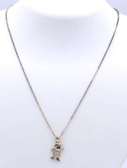 Vintage 925 Sterling Silver Kid Pendant on Chain