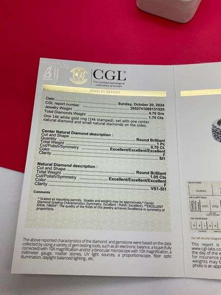 CERTIFIED 14K WHITE GOLD DIAMOND ENGAGEMENT RING