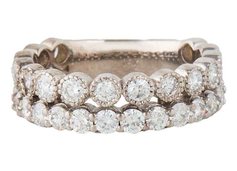 1.75ctw Diamond Milgrain Double Row Band Ring in 14K