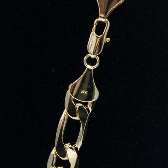 Huge 118 Grams MLB 14 K Gold Plated. Figaro Necklace
