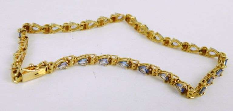 14K Tanzanite Tennis Bracelet, 8 Inches