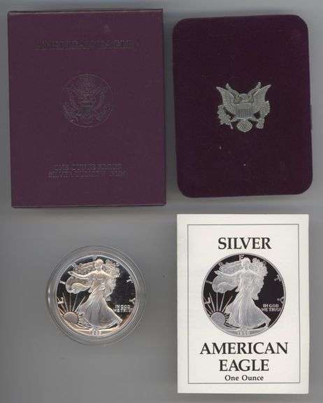 1989-S 1 oz Proof American Silver Eagle with Box and COA