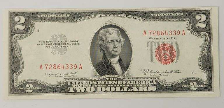 (8) 1953 B $2 Red Seal Consecutive Bills, Higher Quality