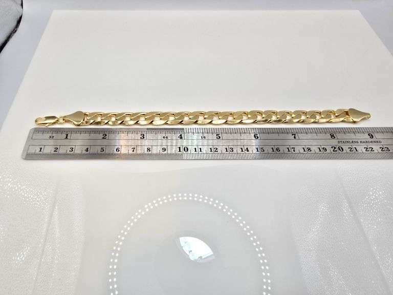 Strong 35 Gram 14 Kt Gold Plate Curb Link Bracelet