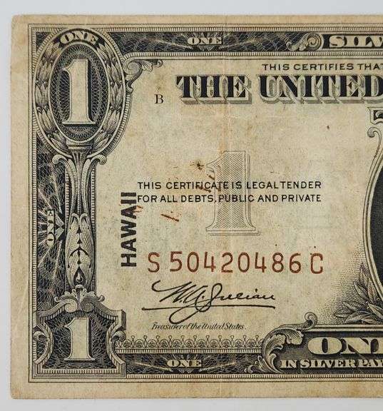 1935 A $1 Hawaii Silver, Certificate Banknote Circulated