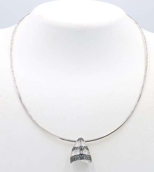 Amazing Brand New Italian Made 14k White Gold Goshenite Beryl & Tanzanite Pendant on Omega Chain