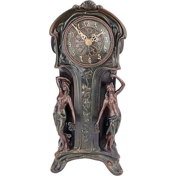 Dual Maiden Art Nouveau Mantelpiece Clock