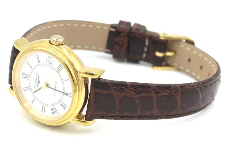 Longines Presence 25mm automatic watch with leather strap