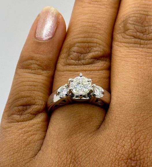 14K White Gold Pie Cut Diamond Ring