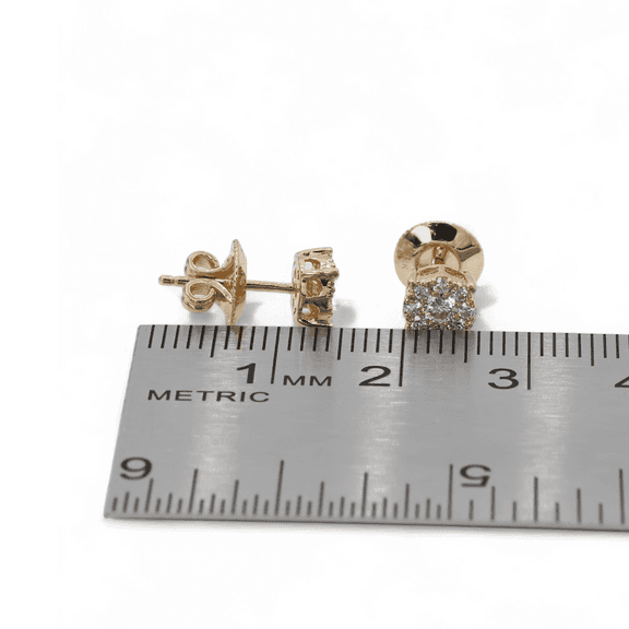 14k (585) Yellow Gold Round Cut Natural Diamond Cluster Stud Earrings