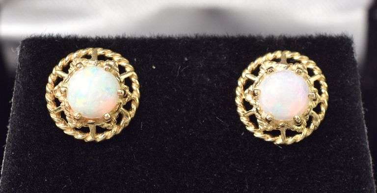 Darling Opal Stud Earrings in 14K Yellow Gold