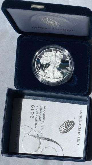 2019 S Proof Silver Eagle With Box & Paper