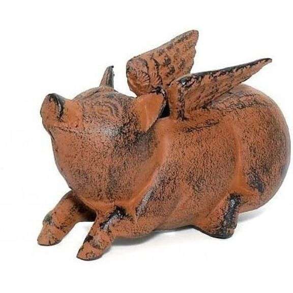 Cast Iron Flying Pig Coin Bank