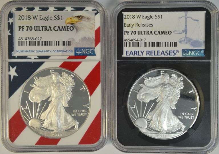 2 2018-W Flawless NGC PF70 ULTRA CAMEO $1 Silver Eagles