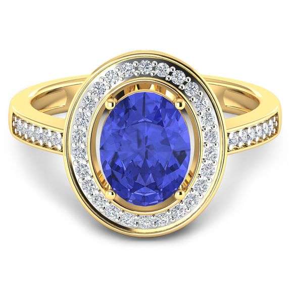 14KT Yellow Gold 1.41ctw Tanzanite and Diamond Ring