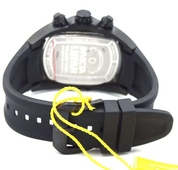 Invicta Lupah Chronograph black dial lon plated black rubber watch