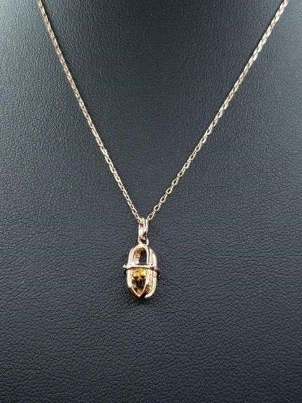 14 Kt Rose Gold Plated Natural Citrine Pendant