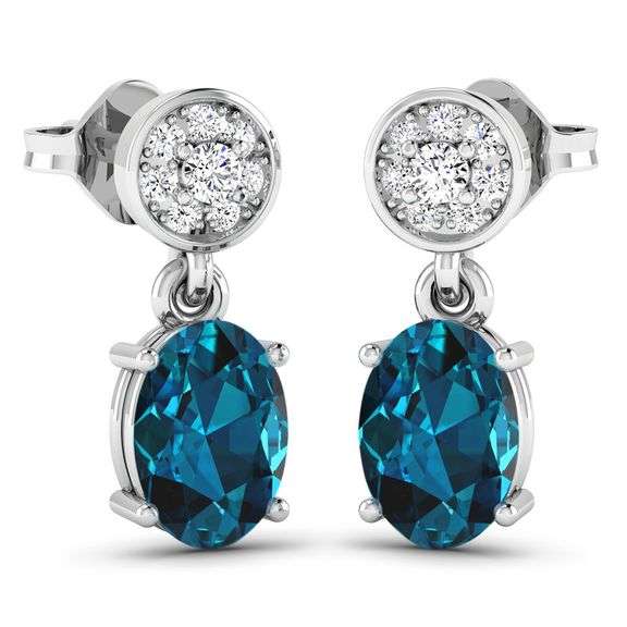 14KT White Gold 1.4ctw London Blue Topaz and Diamond Earrings
