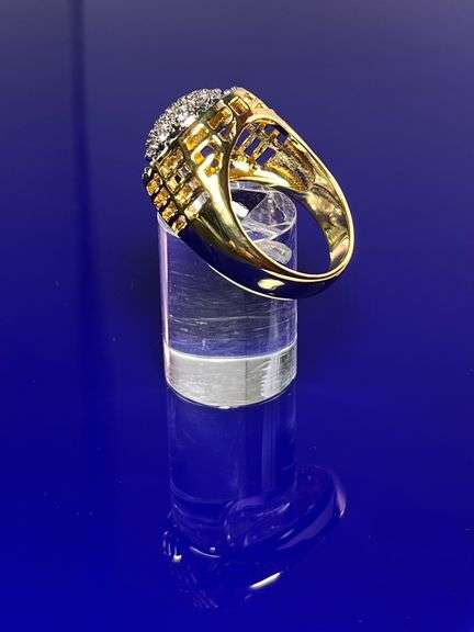 Men's 14 Kt Gold Plated 6.75 Ctw Simulated Diamond Ring