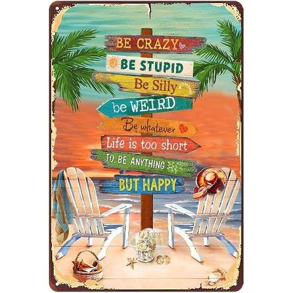 8x12 Inch Metal Tin Sign "Be Happy"