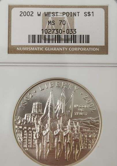 2002 MS 70 West Point Silver Dollar