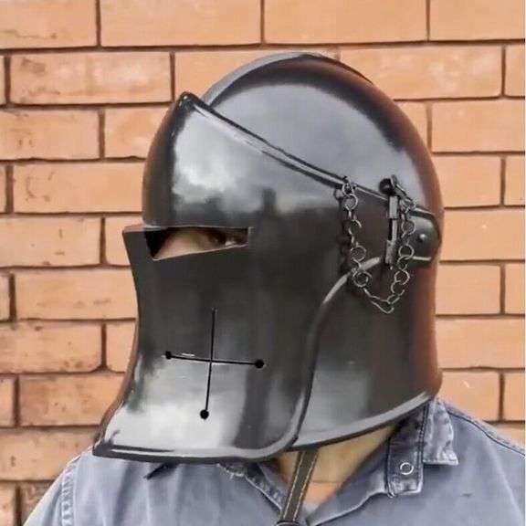 Black Medieval Barbuta Knight Templar Crusader Helmet