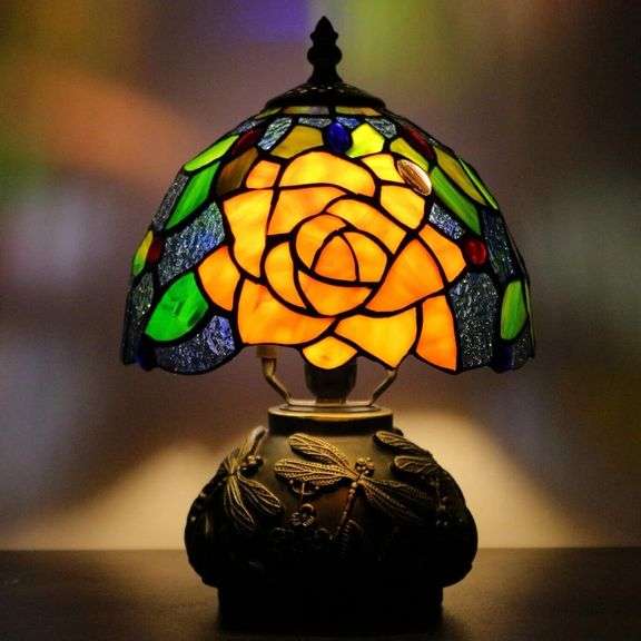 Small Tiffany-Style Mini Stained Glass Table Lamp