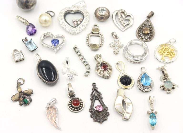 Group lot of vintage 925 sterling silver pendants