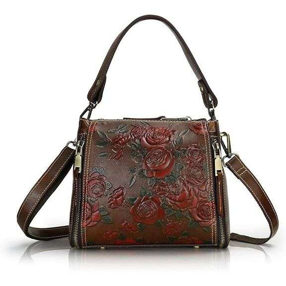 Women's Rose Leather Crossbody Bag
